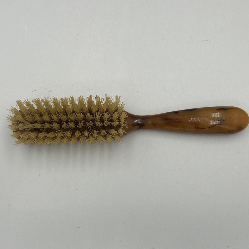 Vintage Avon Flair Natural Bristle Hairbrush 8" Caramel Butterscotch Hair Brush
